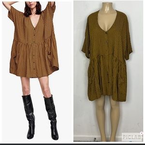 NWT ZARA YELLOW PLAID BOTTOM DOWN MIDI DRESS